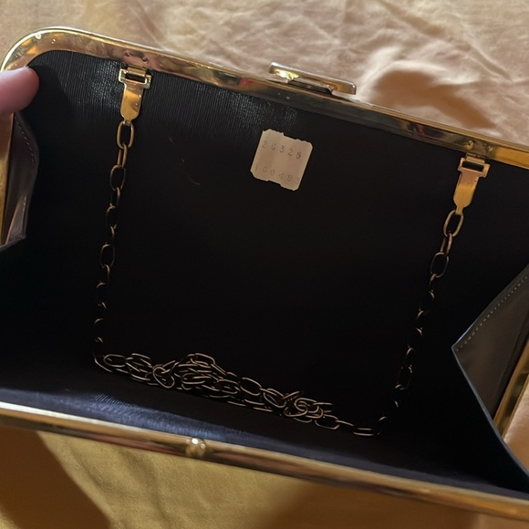 Vintage Hidden Chain Kiss Lock Clutch Evening Bag! Red Snake Print,Maybe Leather - Picture 5 of 10